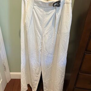 Elegant White Wide Leg Women's Pants